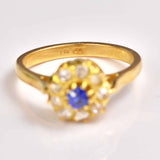 Ellibelle Jewellery Antique Natural Sapphire & Rose Cut Diamond Cluster Ring