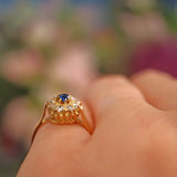 Ellibelle Jewellery Antique Natural Sapphire & Rose Cut Diamond Cluster Ring