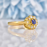 Ellibelle Jewellery Antique Natural Sapphire & Rose Cut Diamond Cluster Ring