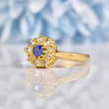 Ellibelle Jewellery Antique Natural Sapphire & Rose Cut Diamond Cluster Ring