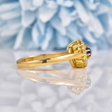 Ellibelle Jewellery Antique Natural Sapphire & Rose Cut Diamond Cluster Ring