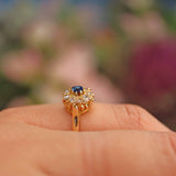 Ellibelle Jewellery Antique Natural Sapphire & Rose Cut Diamond Cluster Ring
