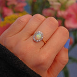 Ellibelle Jewellery Antique Opal & Diamond 18ct Gold Cluster Ring