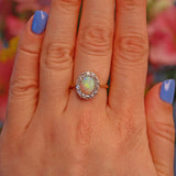 Ellibelle Jewellery Antique Opal & Diamond 18ct Gold Cluster Ring