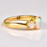 Ellibelle Jewellery Antique Opal & Diamond 18ct Gold Three Stone Ring