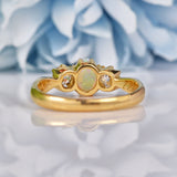 Ellibelle Jewellery Antique Opal & Diamond 18ct Gold Three Stone Ring