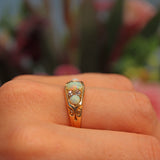 Ellibelle Jewellery Antique Opal & Old Cut Diamond Gold Ring
