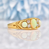 Ellibelle Jewellery Antique Opal & Old Cut Diamond Gold Ring