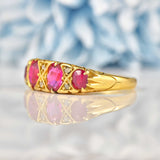 Ellibelle Jewellery Antique Ruby & Diamond 18ct Gold Carved Half Hoop Ring