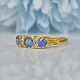 Ellibelle Jewellery ANTIQUE SAPPHIRE & DIAMOND 18CT GOLD CARVED HALF HOOP RING