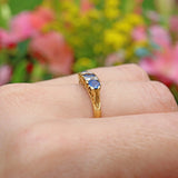 Ellibelle Jewellery ANTIQUE SAPPHIRE & DIAMOND 18CT GOLD CARVED HALF HOOP RING