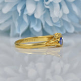 Ellibelle Jewellery ANTIQUE SAPPHIRE & DIAMOND 18CT GOLD CARVED HALF HOOP RING