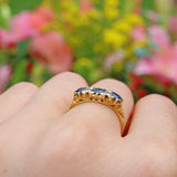 Ellibelle Jewellery ANTIQUE SAPPHIRE & DIAMOND 18CT GOLD CARVED HALF HOOP RING