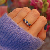 Ellibelle Jewellery ANTIQUE SAPPHIRE & DIAMOND 18CT GOLD CARVED HALF HOOP RING