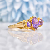 Ellibelle Jewellery Antique Style Amethyst Gold Three Stone Ring