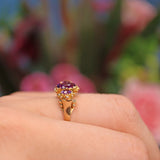 Ellibelle Jewellery Antique Style Amethyst Gold Three Stone Ring