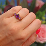 Ellibelle Jewellery Antique Style Amethyst Gold Three Stone Ring