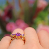 Ellibelle Jewellery Antique Style Amethyst Gold Three Stone Ring