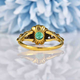 Ellibelle Jewellery Antique Style Emerald & Diamond 18ct Gold Cluster Ring