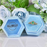 Ellibelle Jewellery Antique Style Emerald & Diamond 18ct Gold Cluster Ring