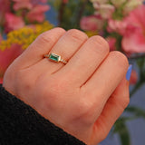 Ellibelle Jewellery Antique Style Emerald & Diamond 18ct Yellow Gold Ring