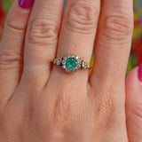 Ellibelle Jewellery Antique Style Natural Emerald & Diamond 18ct Gold Cluster Ring