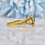 Ellibelle Jewellery Antique Style Natural Emerald & Diamond 18ct Gold Cluster Ring
