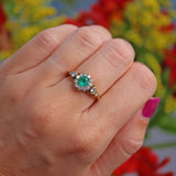 Ellibelle Jewellery Antique Style Natural Emerald & Diamond 18ct Gold Cluster Ring