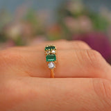 Ellibelle Jewellery Antique Style Natural Emerald & Diamond 18ct Gold Ring