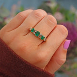 Ellibelle Jewellery Antique Style Natural Emerald & Diamond 18ct Gold Ring
