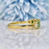 Ellibelle Jewellery Antique Style Natural Emerald & Diamond 18ct Gold Ring