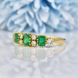 Ellibelle Jewellery Antique Style Natural Emerald & Diamond 18ct Gold Ring