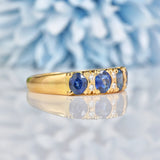 Ellibelle Jewellery Antique Style Natural Sapphire & Diamond 18ct Gold Ring