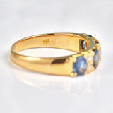 Ellibelle Jewellery Antique Style Natural Sapphire & Diamond 18ct Gold Ring