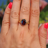 Ellibelle Jewellery Antique Victorian Almandine Garnet Gold Signet Ring