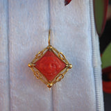 Ellibelle Jewellery Antique Victorian Coral & Gold Drop Earrings