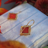 Ellibelle Jewellery Antique Victorian Coral & Gold Drop Earrings