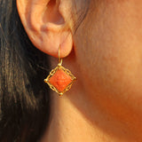 Ellibelle Jewellery Antique Victorian Coral & Gold Drop Earrings