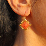 Ellibelle Jewellery Antique Victorian Coral & Gold Drop Earrings