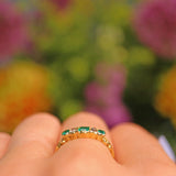 Ellibelle Jewellery Antique Victorian Emerald & Diamond Five Stone Ring