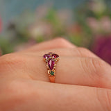Ellibelle Jewellery Antique Victorian Garnet & Emerald Gold Ring