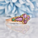 Ellibelle Jewellery Antique Victorian Garnet & Emerald Gold Ring