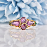 Ellibelle Jewellery Antique Victorian Garnet & Emerald Gold Ring