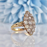 Ellibelle Jewellery Antique Victorian Old Cut Diamond Marquise Cluster Ring (1.45ct)