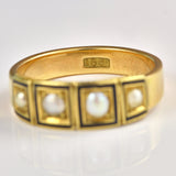 Ellibelle Jewellery Antique Victorian Pearl & Black Enamel 15ct Gold Mourning Ring