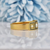 Ellibelle Jewellery Antique Victorian Pearl & Black Enamel 15ct Gold Mourning Ring