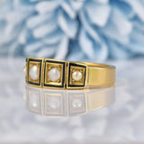 Ellibelle Jewellery Antique Victorian Pearl & Black Enamel 15ct Gold Mourning Ring
