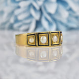 Ellibelle Jewellery Antique Victorian Pearl & Black Enamel 15ct Gold Mourning Ring