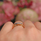 Ellibelle Jewellery Antique Victorian Rose Cut Diamond 18ct Gold Boat Ring