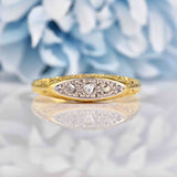 Ellibelle Jewellery Antique Victorian Rose Cut Diamond 18ct Gold Boat Ring